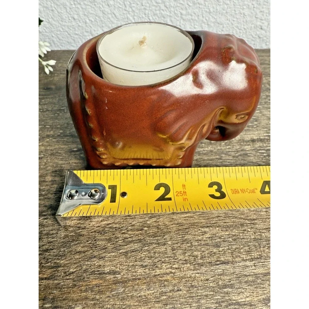PartyLite Elephant Tealight Candle Holder Ceramic Safari Decor 1990s Brown - Picture 12 of 14
